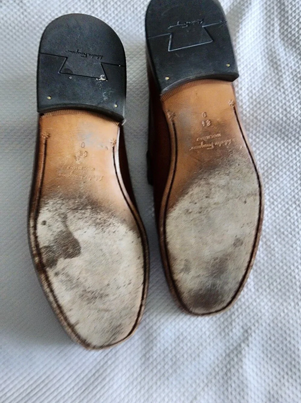 Salvatore Ferragamo Brown Leather Loafers with Gold Buckle Detail
